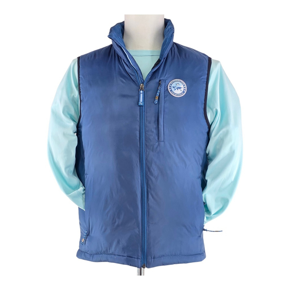 Southern Tide Down Vest Men S Blue Nylon Goose Down Zip Puffer Jacket